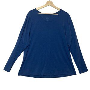 Woolx Remi Women’s Merino Wool T Shirt Base Layer Top Blue Plus Size 1X Stretch